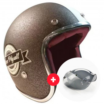 Jet Torx Wyatt Famous Matt Glitter Charcoal + Wyatt Bubble 3 Studs Visor