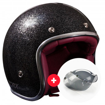 Jet Torx Wyatt Glitter Black + Wyatt Bubble 3 Studs Visor