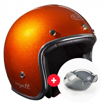 Jet Torx Wyatt Glitter Orange + Wyatt Bubble 3 Studs Visor