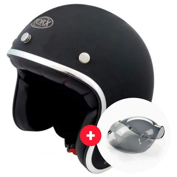 Jet Torx Wyatt Matt Black + Wyatt Bubble 3 Studs Visor Jet Torx Wyatt Matt Black + Wyatt Bubble 3 Studs Visor