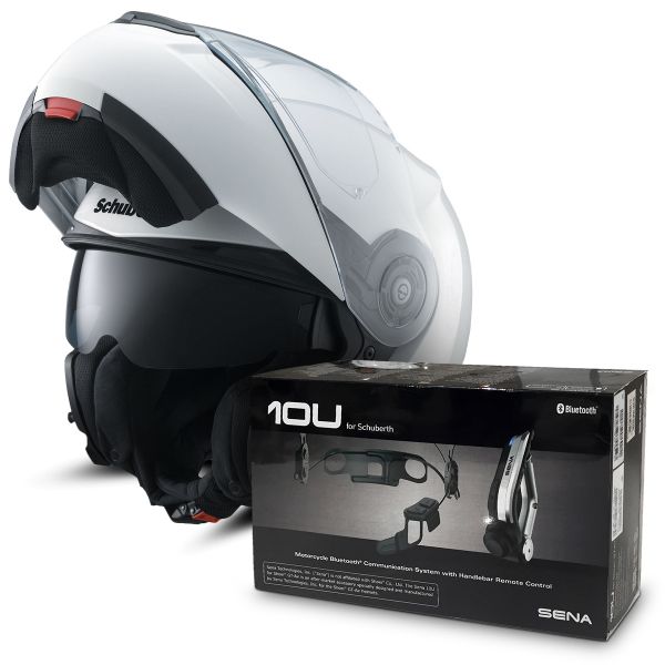 Klapp Schuberth C3 Pro Wei� + Sena 10U Bluetooth Kit