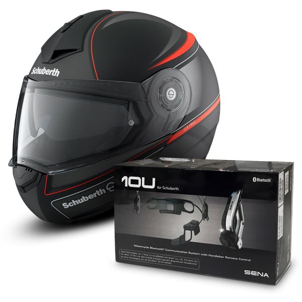 Klapp Schuberth C3 Pro Dark Klassisch Orange + Sena 10U Bluetooth Kit