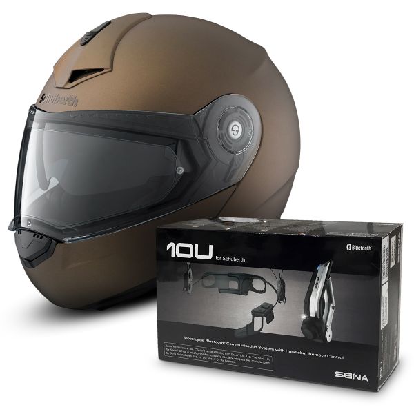 Klapp Schuberth C3 Pro Madrid Bronze Metall + Sena 10U Bluetooth Kit