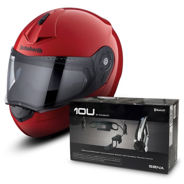 Klapp Schuberth C3 Pro Rot + Sena 10U Bluetooth Kit