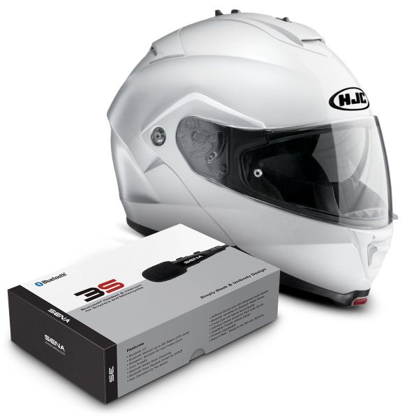Klapp HJC IS-MAX II Wei� + Sena 3S Bluetooth Kit