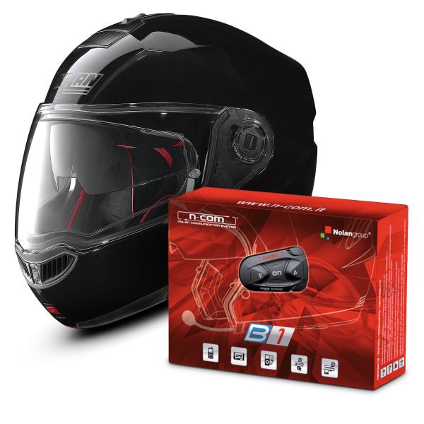 Klapp Nolan N104 Absolute Classic N-Com Glossy Black 3 + B1 Bluetooth Kit