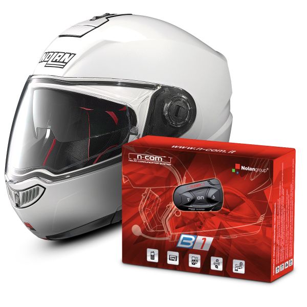 Klapp Nolan N104 Absolute Classic N-Com White 5 + B1 Bluetooth Kit