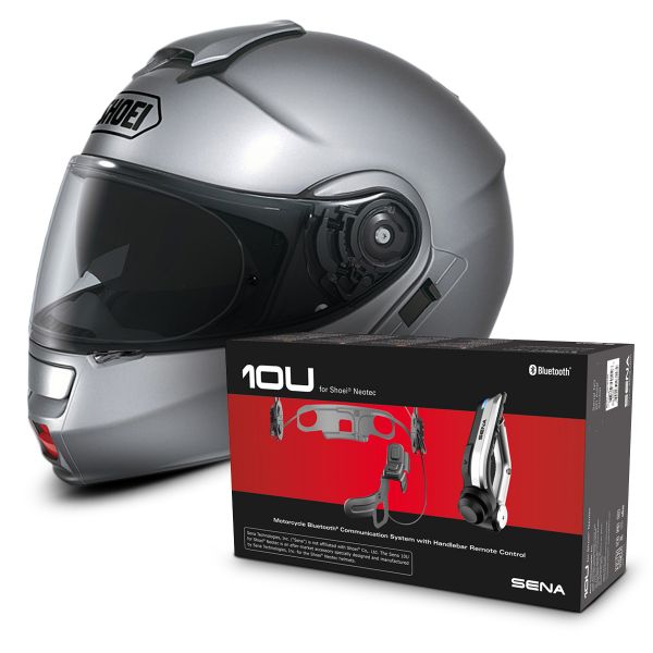 Motorradhelm Shoei Neotec Grau + Sena 10u Bluetooth Kit versandbereit ...