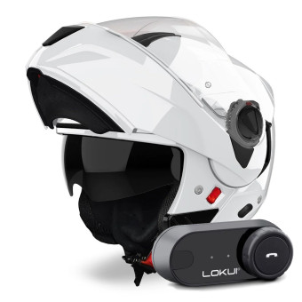 Klapp Airoh Specktre Color White + Kit Bluetooth Lokui K30