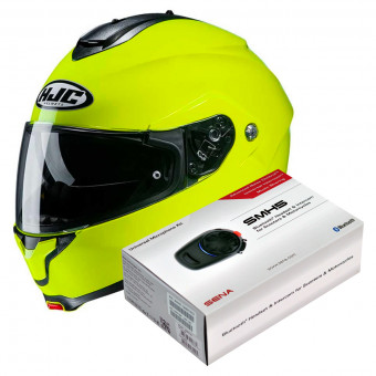 Klapp HJC C91 Fluo Green + Kit Bluetooth SMH5 Solo