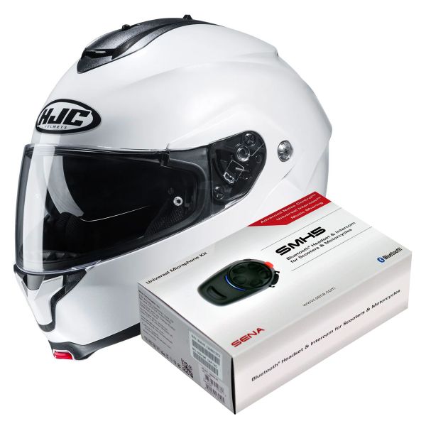 Klapp HJC C91 Pearl White + Kit Bluetooth SMH5 Solo