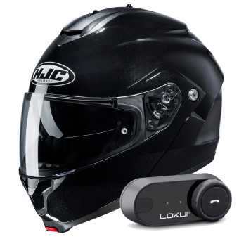 Casque Klapp HJC C91N Black + Kit Bluetooth Lokui K30 Casque Klapp HJC C91N Black + Kit Bluetooth Lokui K30