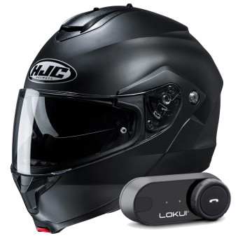 Klapp HJC C91N Semi Flat Black + Kit Bluetooth Lokui K30