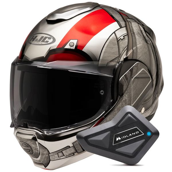 Klapp HJC F100 Antman Marvel MC1 + Kit Bluetooth BT Mini