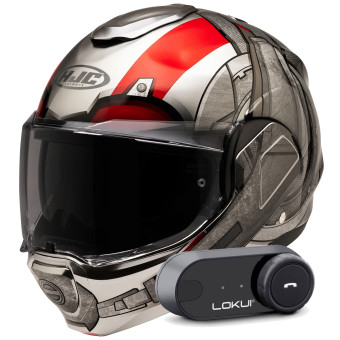 Casque Klapp HJC F100 Antman Marvel MC1 + Kit Bluetooth Lokui K30