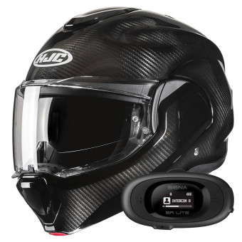 Klapp HJC F100 Carbon Black + Kit bluetooth 5R Lite