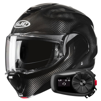 Klapp HJC F100 Carbon Black + Kit Bluetooth 5S Solo