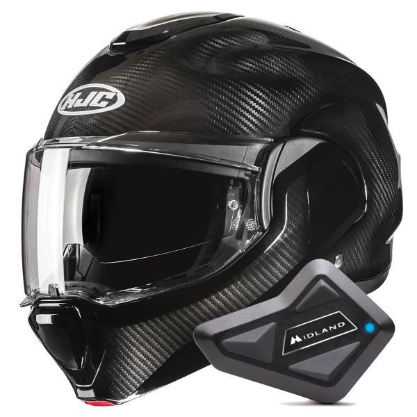 Klapp HJC F100 Carbon Black + Kit Bluetooth BT Mini