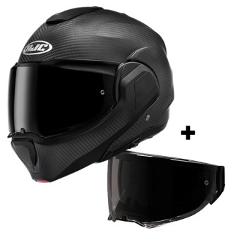 Casque Klapp HJC F100 Carbon Matte Black + Ecran Fume Fonce Casque Klapp HJC F100 Carbon Matte Black + Ecran Fume Fonce
