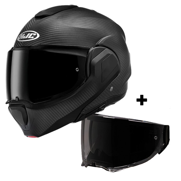 Klapp HJC F100 Carbon Matte Black + Ecran Fume Fonce