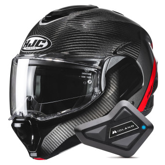 Casque Klapp HJC F100 Carbon Stan MC1 + Kit Bluetooth BT Mini