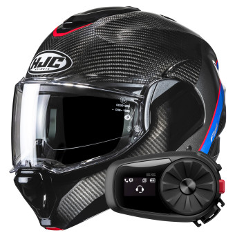 Casque Klapp HJC F100 Carbon Stan MC21 + Kit Bluetooth 5S Solo