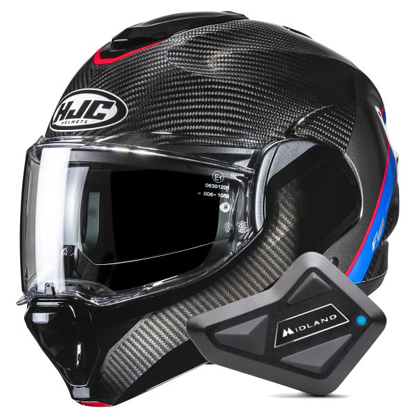Klapp HJC F100 Carbon Stan MC21 + Kit Bluetooth BT Mini