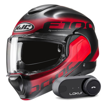 Klapp HJC F100 Hetal MC1SF + Kit Bluetooth Lokui K30