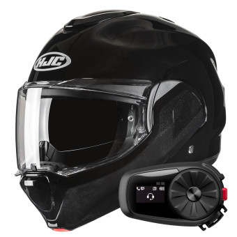 Klapp HJC F100 Metal Black + Kit Bluetooth 5S Solo