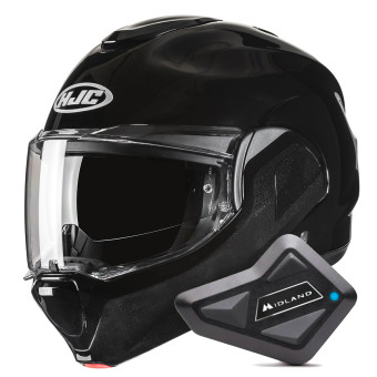 Klapp HJC F100 Metal Black + Kit Bluetooth BT Mini