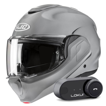 Klapp HJC F100 N.Grey + Kit Bluetooth Lokui K30
