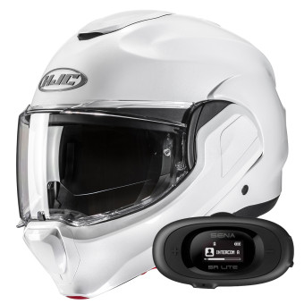 Klapp HJC F100 Pearl White + Kit bluetooth 5R Lite