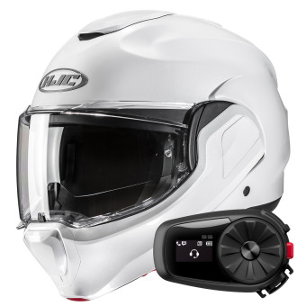 Klapp HJC F100 Pearl White + Kit Bluetooth 5S Solo