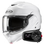 Casque Klapp HJC F100 Pearl White + Kit Bluetooth 5S Solo