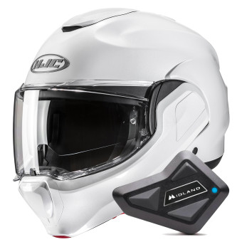 Klapp HJC F100 Pearl White + Kit Bluetooth BT Mini