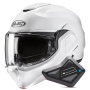 Casque Klapp HJC F100 Pearl White + Kit Bluetooth BT Mini