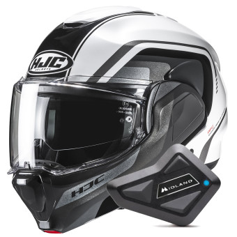 Casque Klapp HJC F100 Reff MC1 + Kit Bluetooth BT Mini