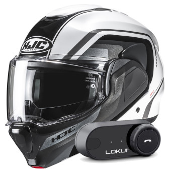 Casque Klapp HJC F100 Reff MC1 + Kit Bluetooth Lokui K30