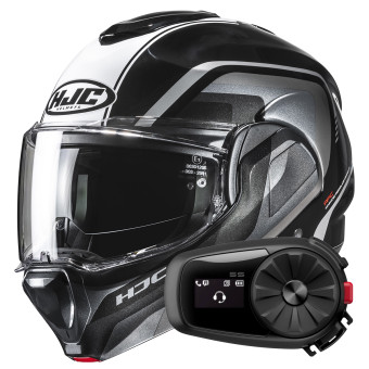 Casque Klapp HJC F100 Reff MC21 + Kit Bluetooth 5S Solo