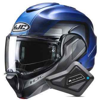 Casque Klapp HJC F100 Reff MC2SF + Kit Bluetooth BT Mini