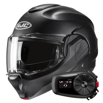 Klapp HJC F100 Semi Flat Black + Kit Bluetooth 5S Solo