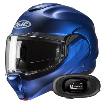Klapp HJC F100 Semi Flat Metallic Blue + Kit bluetooth 5R Lite