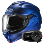 Casque Klapp HJC F100 Semi Flat Metallic Blue + Kit Bluetooth 5S Solo