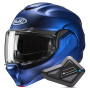 Casque Klapp HJC F100 Semi Flat Metallic Blue + Kit Bluetooth BT Mini