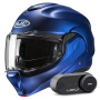 Casque Klapp HJC F100 Semi Flat Metallic Blue + Kit Bluetooth Lokui K30