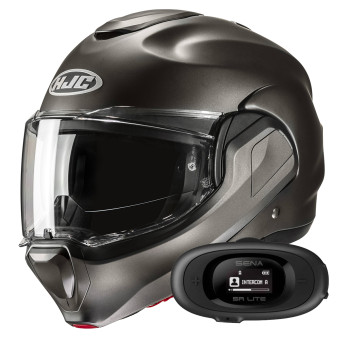 Klapp HJC F100 Semi Flat Titanium + Kit bluetooth 5R Lite