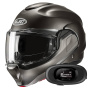 Casque Klapp HJC F100 Semi Flat Titanium + Kit bluetooth 5R Lite