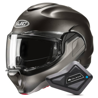 Klapp HJC F100 Semi Flat Titanium + Kit Bluetooth BT Mini