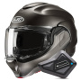 Casque Klapp HJC F100 Semi Flat Titanium + Kit Bluetooth BT Mini