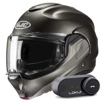 Klapp HJC F100 Semi Flat Titanium + Kit Bluetooth Lokui K30